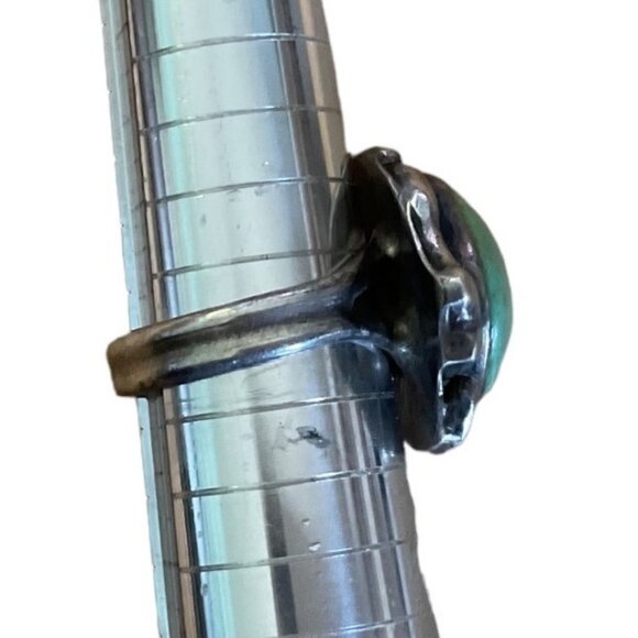 Ring Green Turquoise Silver Size 6.5 Native American Artisan Vintage Handmade - Picture 9 of 12